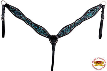 HILASON Western Horse American Leather Breast Collar Tack Black